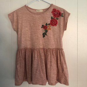 Pink, peplum, top, shirt, embroidery